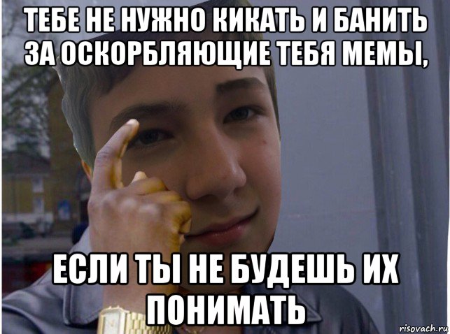 тебе не нужно кикать и банить за оскорбляющие тебя мемы, если ты не будешь их понимать