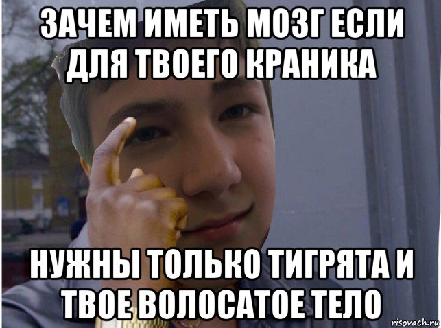 зачем иметь мозг если для твоего краника нужны только тигрята и твое волосатое тело