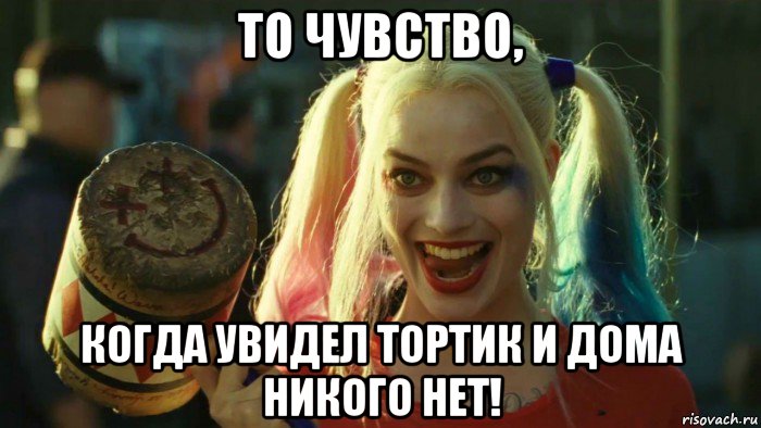 то чувство, когда увидел тортик и дома никого нет!, Мем    Harley quinn