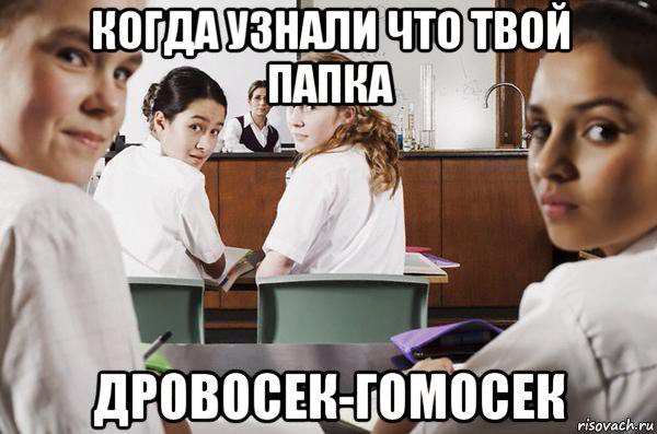 когда узнали что твой папка дровосек-гомосек, Мем В классе все смотрят на тебя