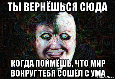 ты вернёшься сюда когда поймёшь, что мир вокруг тебя сошёл с ума, Мем Крипота