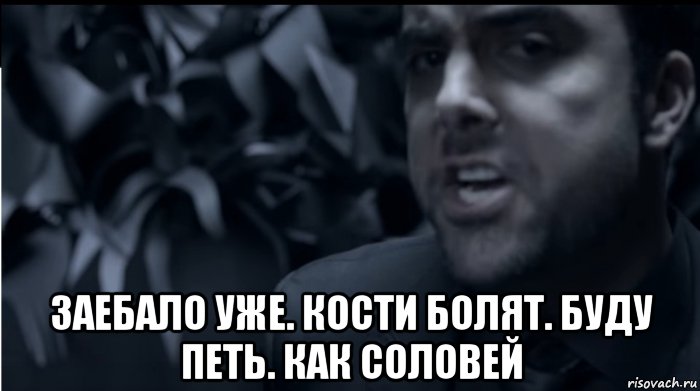  заебало уже. кости болят. буду петь. как соловей, Мем Ларс
