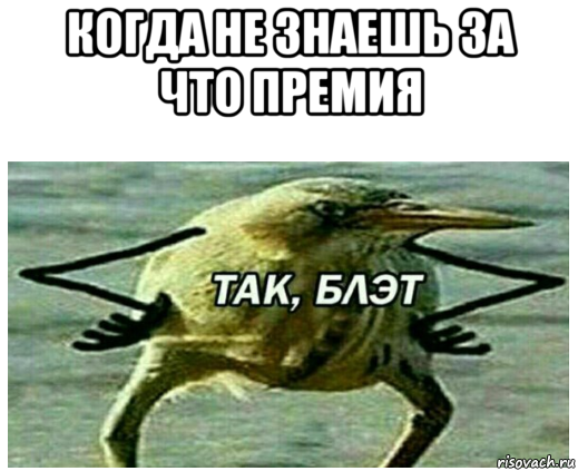 когда не знаешь за что премия 