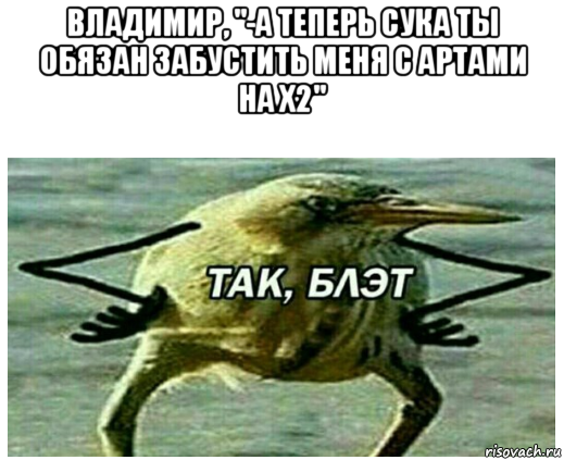 владимир, "-а теперь сука ты обязан забустить меня с артами на х2" 