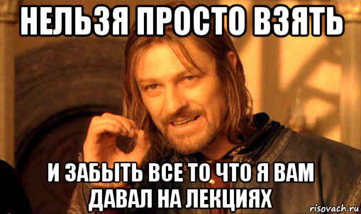 нельзя просто взять и забыть все то что я вам давал на лекциях, Мем Нельзя просто так взять и (Боромир мем)