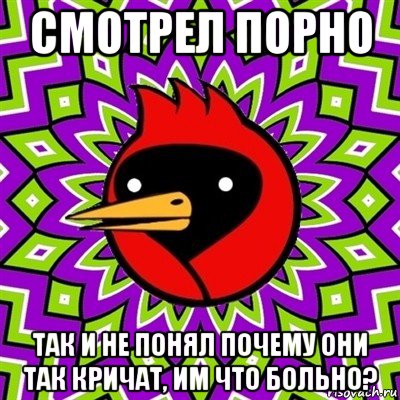 смотрел порно так и не понял почему они так кричат, им что больно?, Мем Омская птица