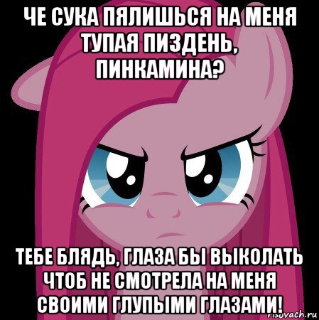 че сука пялишься на меня тупая пиздень, пинкамина? тебе блядь, глаза бы выколать чтоб не смотрела на меня своими глупыми глазами!, Мем Пинкамина гавно
