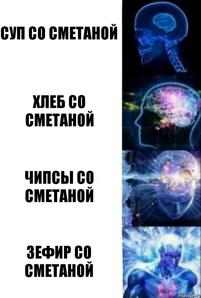 Суп со сметаной Хлеб со сметаной Чипсы со сметаной Зефир со сметаной, Комикс  Сверхразум