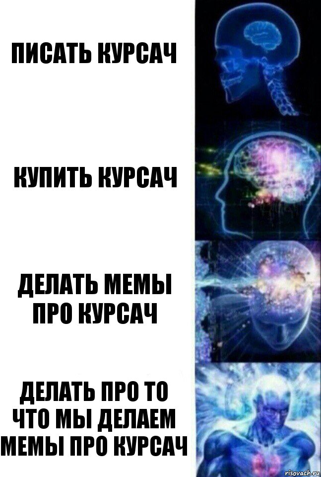 Писать курсач Купить курсач Делать мемы про курсач Делать про то что мы делаем мемы про курсач, Комикс  Сверхразум