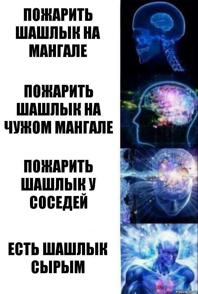 Пожарить шашлык на мангале Пожарить шашлык на чужом мангале Пожарить шашлык у соседей Есть шашлык сырым, Комикс  Сверхразум