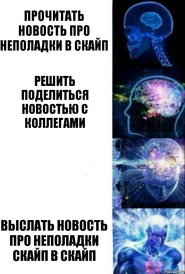 Прочитать новость про неполадки в Скайп Решить поделиться новостью с коллегами  Выслать новость про неполадки Скайп в Скайп, Комикс  Сверхразум