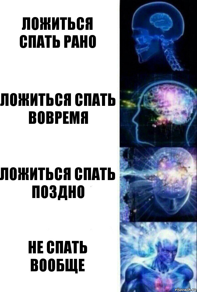 Ложиться спать рано Ложиться спать вовремя Ложиться спать поздно Не спать вообще, Комикс  Сверхразум