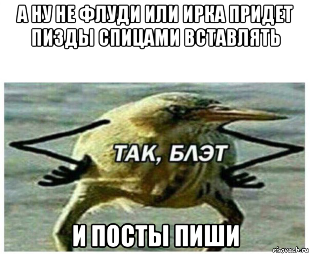 а ну не флуди или ирка придет пизды спицами вставлять и посты пиши, Мем Так блэт