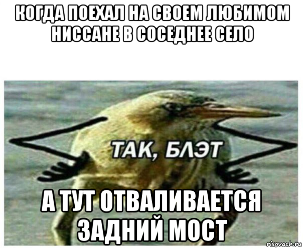 когда поехал на своем любимом ниссане в соседнее село а тут отваливается задний мост, Мем Так блэт