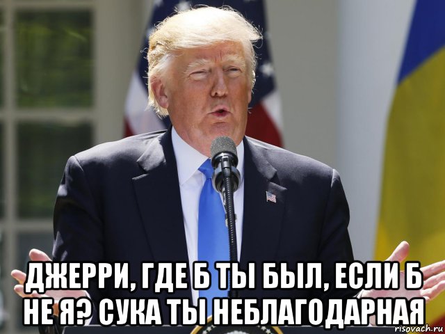  джерри, где б ты был, если б не я? сука ты неблагодарная, Мем Трамп
