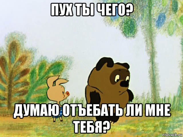 пух ты чего? думаю отъебать ли мне тебя?