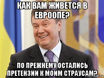 как вам живется в евроопе? по прежнему остались претензии к моим страусам?, Мем Янукович