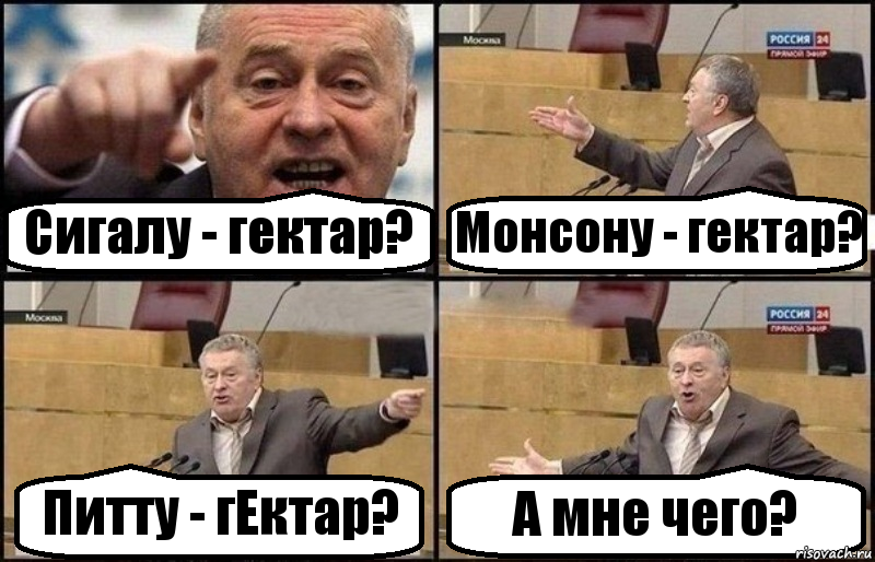 Сигалу - гектар? Монсону - гектар? Питту - гЕктар? А мне чего?, Комикс Жириновский