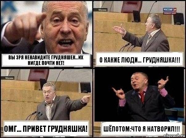 Вы зря ненавидите грудняшек...Их нигде почти нет! О какие люди... Грудняшка!!! Омг... Привет Грудняшка! Шёпотом:что я натворил!!!, Комикс Жириновский клоуничает