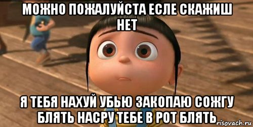 можно пожалуйста есле скажиш нет я тебя нахуй убью закопаю сожгу блять насру тебе в рот блять, Мем    Агнес Грю