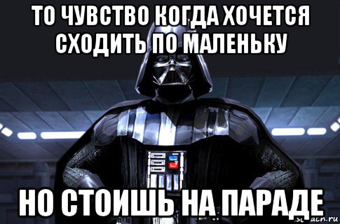 то чувство когда хочется сходить по маленьку но стоишь на параде, Мем Дарт Вейдер