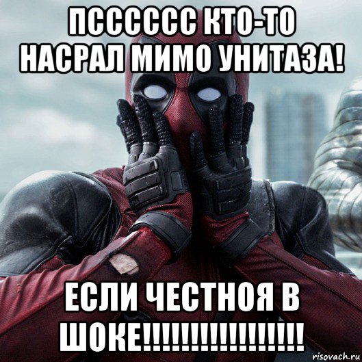 псссссс кто-то насрал мимо унитаза! если честноя в шоке!!!!!!!!!!!!!!!!!, Мем     Дэдпул