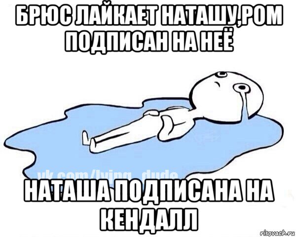 брюс лайкает наташу,ром подписан на неё наташа подписана на кендалл, Мем Этот момент когда