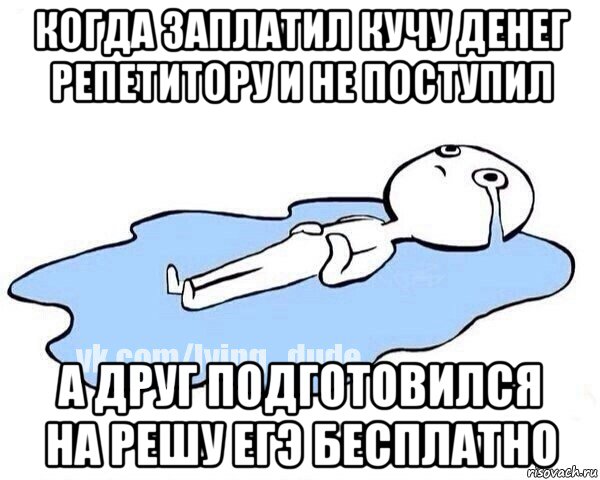 когда заплатил кучу денег репетитору и не поступил а друг подготовился на решу егэ бесплатно, Мем Этот момент когда