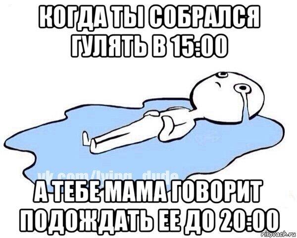 когда ты собрался гулять в 15:00 а тебе мама говорит подождать ее до 20:00