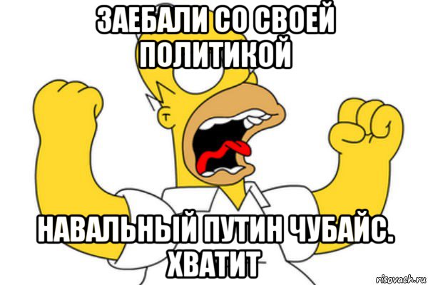 заебали со своей политикой навальный путин чубайс. хватит, Мем Разъяренный Гомер