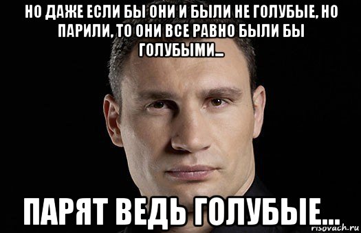 но даже если бы они и были не голубые, но парили, то они все равно были бы голубыми... парят ведь голубые..., Мем Кличко