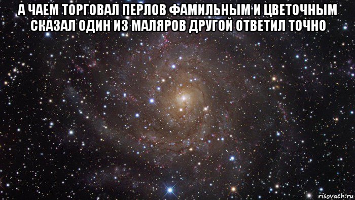 а чаем торговал перлов фамильным и цветочным сказал один из маляров другой ответил точно , Мем  Космос (офигенно)