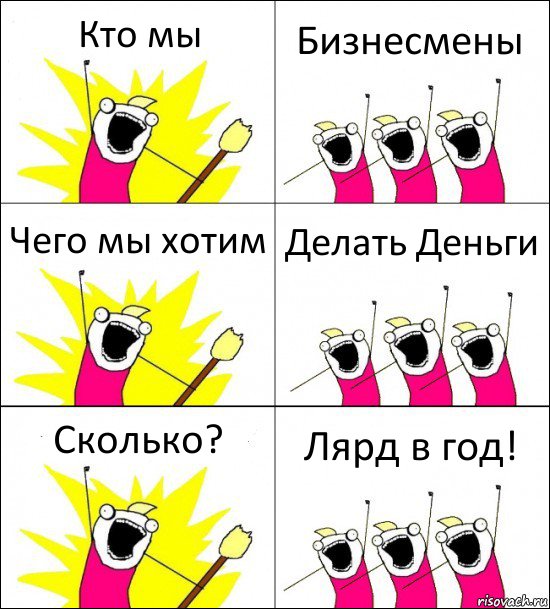 Кто мы Бизнесмены Чего мы хотим Делать Деньги Сколько? Лярд в год!, Комикс кто мы