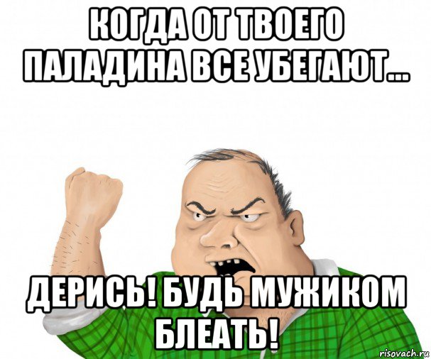 когда от твоего паладина все убегают... дерись! будь мужиком блеать!, Мем мужик