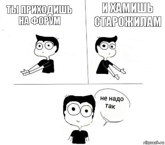 Ты приходишь на форум И хамишь старожилам, Комикс Не надо так парень (2 зоны)