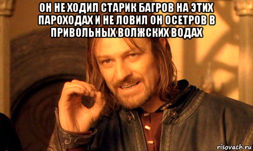 он не ходил старик багров на этих пароходах и не ловил он осетров в привольных волжских водах , Мем Нельзя просто так взять и (Боромир мем)