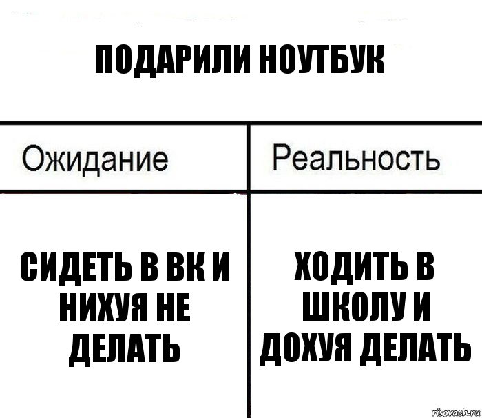 подарили ноутбук сидеть в вк и нихуя не делать ходить в школу и дохуя делать