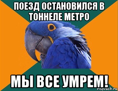 поезд остановился в тоннеле метро мы все умрем!, Мем Попугай параноик