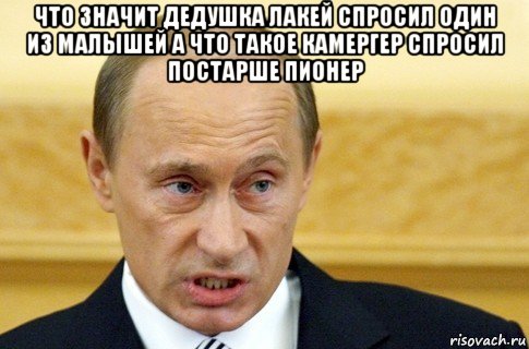 что значит дедушка лакей спросил один из малышей а что такое камергер спросил постарше пионер , Мем путин