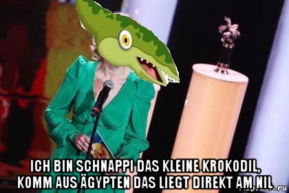  ich bin schnappi das kleine krokodil, komm aus ägypten das liegt direkt am nil, Мем Schnappi das kleine krokodil