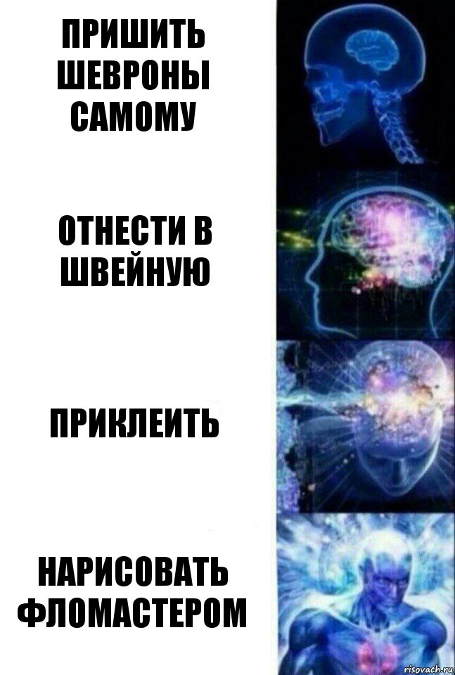 Пришить шевроны самому Отнести в швейную Приклеить Нарисовать фломастером, Комикс  Сверхразум