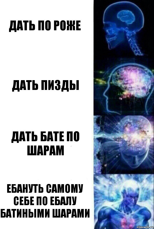 Дать по роже Дать пизды Дать бате по шарам Ебануть самому себе по ебалу батиными шарами, Комикс  Сверхразум