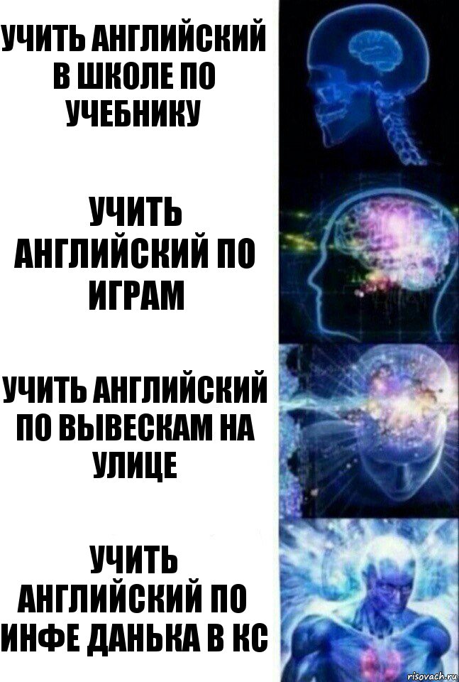 учить английский в школе по учебнику учить английский по играм учить английский по вывескам на улице учить английский по инфе Данька в кс, Комикс  Сверхразум