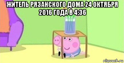 житель рязанского дома 24 октября 2016 года в 4:36 , Мем  Свинка пеппа под столом