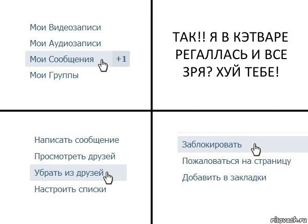 ТАК!! Я В КЭТВАРЕ РЕГАЛЛАСЬ И ВСЕ ЗРЯ? ХУЙ ТЕБЕ!, Комикс  Удалить из друзей