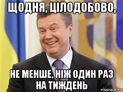 щодня, цілодобово, не менше, ніж один раз на тиждень, Мем Янукович