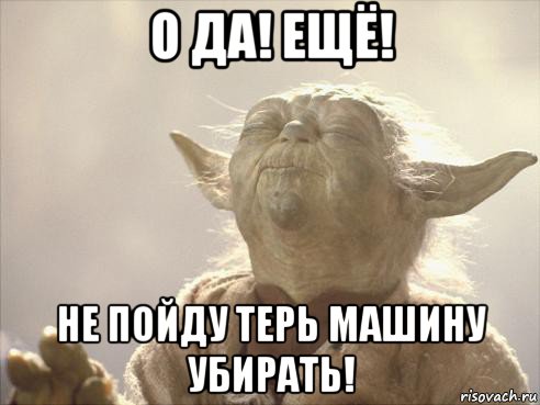 о да! ещё! не пойду терь машину убирать!