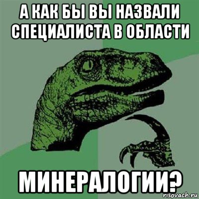 а как бы вы назвали специалиста в области минералогии?, Мем Филосораптор