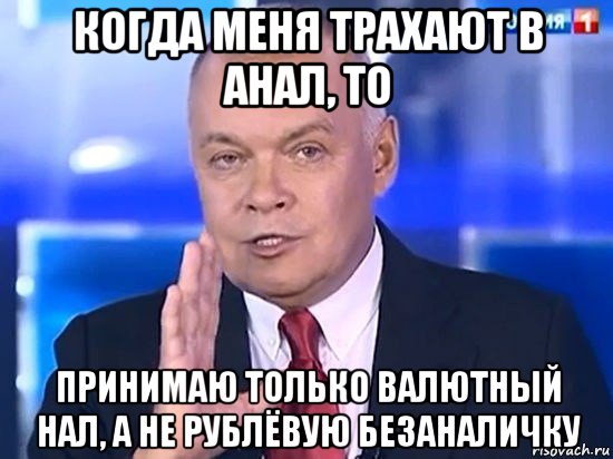 когда меня трахают в анал, то принимаю только валютный нал, а не рублёвую безаналичку, Мем Киселёв 2014