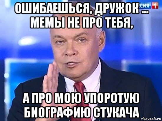 ошибаешься, дружок ... мемы не про тебя, а про мою упоротую биографию стукача, Мем Киселёв 2014